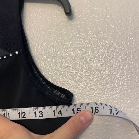 WEISSMAN Dance Costume black mesh leotard Crystal rhinestone semi custom SA - Picture 11 of 15